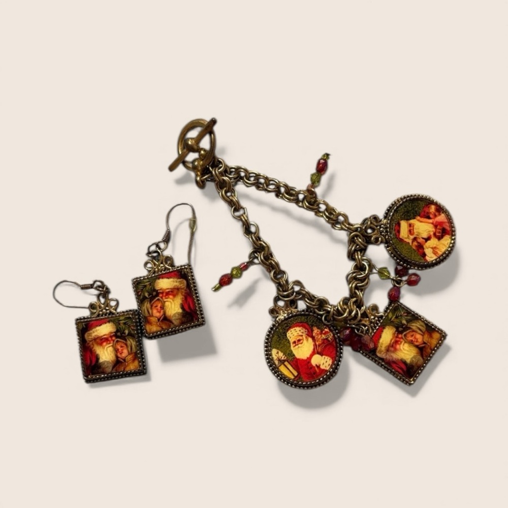 Vintage Christmas Bracelet & Earrings set - Picture 1 of 9